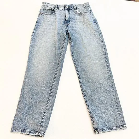 Zara Straight Leg Vintage Wash Denim Jeans Size 8 - Picture 2 of 7